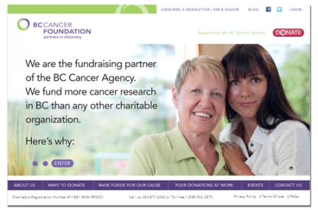 BC Cancer Foundation website homepage